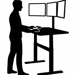 vector of man standing in front of multiple screens.