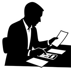 vector of man using calculator.