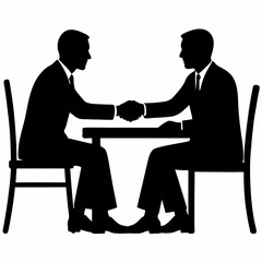 vector of two office worker shaking hands.