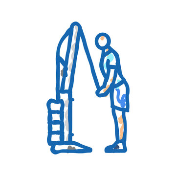cable tricep pushdowns arm fitness exercise icon doodle illustration