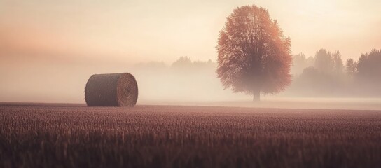 Misty Morning in a Golden Field