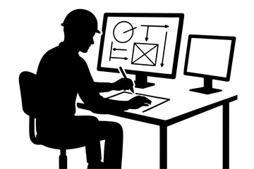 vector of engineer with computer.