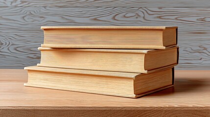 Fototapeta premium Stacked Books on Wooden Table with Rustic Background.