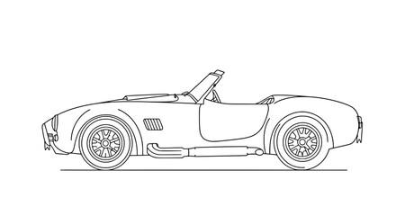 Classic Shelby Cobra Sports Car Line Art Vector Illustration For Coloring