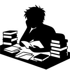 A vector student reading book. 