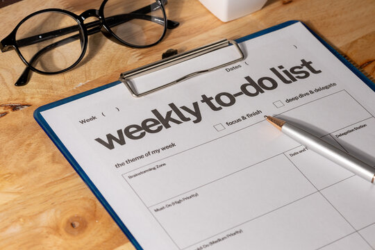 Organized layout featuring a structured weekly planner, symbolizing productivity.