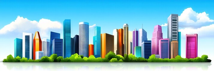 Obraz premium 2d vector singapore downtown skyline -