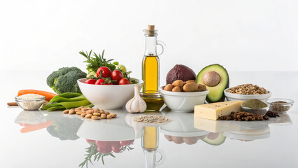 DASH diet : Fruits, vegetables, whole grains, lean proteins, low-fat dairy, nuts, seeds, legumes, healthy fats (e.g., olive oil), limited sweets and sodium