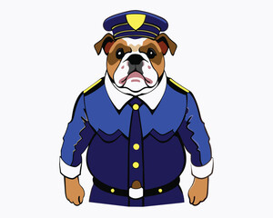bulldog vector police agent hand drawn