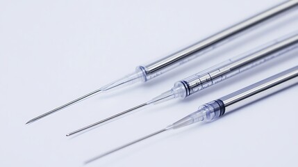 Medical syringes with sterile needles.
