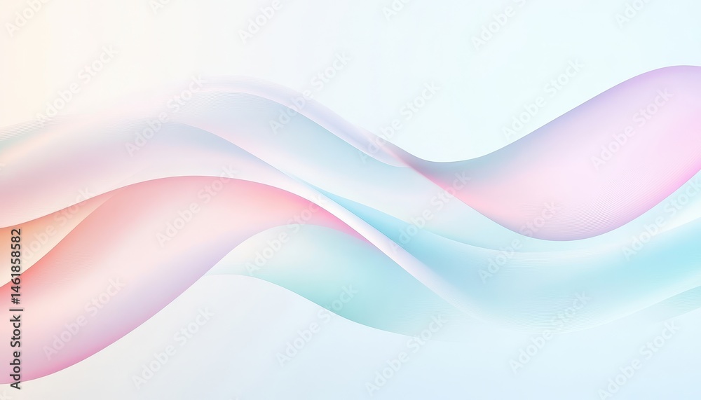 Aufkleber Delicate Pastel Wave Pattern Background with Soft Gradients Abstract Illustration Featuring Flowing Lines and Curves in a Gentle and Dynamic Composition on White Background