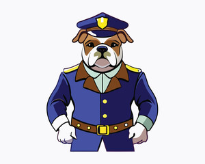 bulldog vector police agent hand drawn