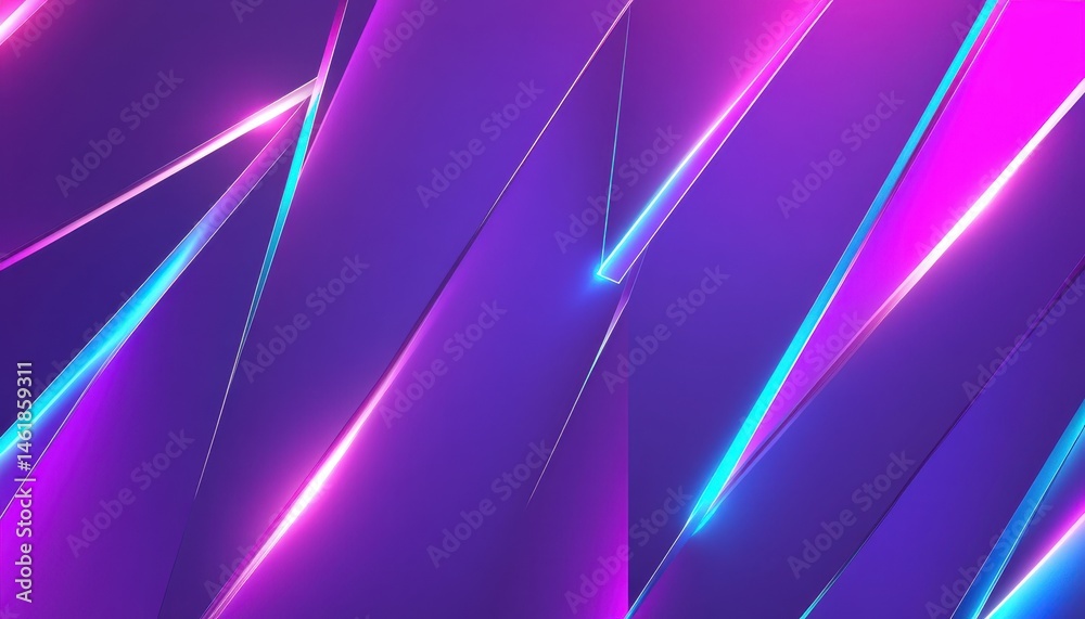 Leinwandbilder dynamic abstract background with neon lights and geometric shapes in purple and blue tones for moder