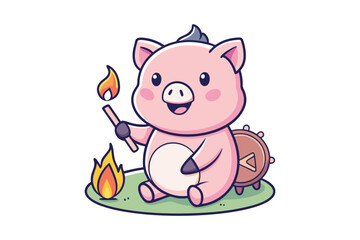  cute pig colorful Vector