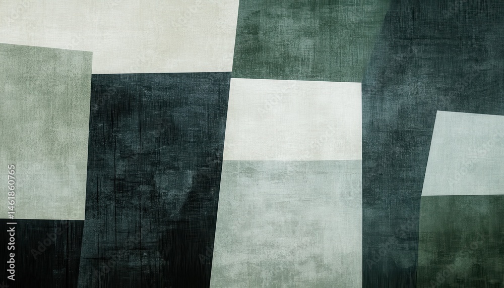 Poster Geometric Abstract Design with Gray and Black Squares and Rectangles Textured Background Art