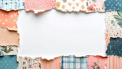 Scrapbook composition with notes paper, retro vintage background