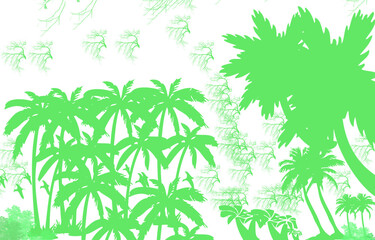 Naklejka premium Abstract Tropical Palm Trees and Fractal Branches in Digital Silhouette Art