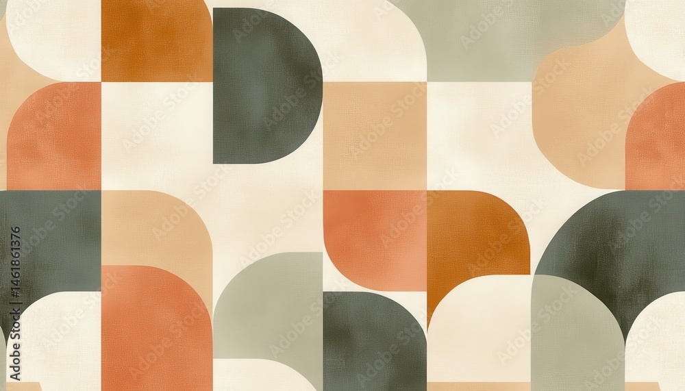 Leinwandbilder geometric pattern with circles and squares in neutral tones abstract design with decorative beige br