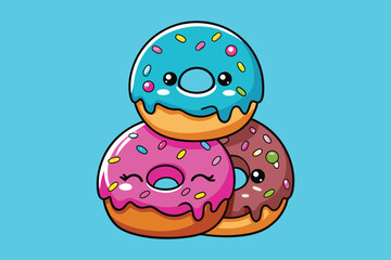 donuts stack colorful Vector