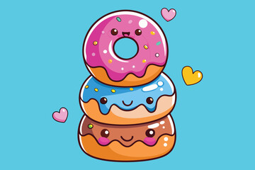 donuts stack colorful Vector