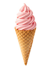Delicious Pink Frozen Yogurt in a Waffle Cone, ice cream cone