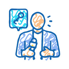 keynote speaker virtual conference icon doodle illustration