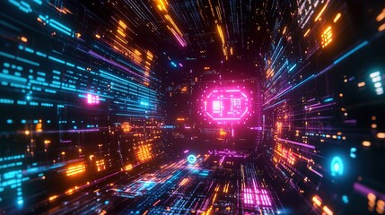 Naklejka premium A holographic AI agent representing agentic autonomy, designed to collaborate with the human workforce by leveraging autonomous agents to foster teamwork and build effective business partnerships.