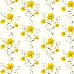 Gordijnen  Abstract Seamless repeating bunch of floral leaf pattern textured geometric  colorful background vector  modern simple wallpaper, tile , wallpaper, fabric, textile, cards, covers ,banners ,branding . © Farzana