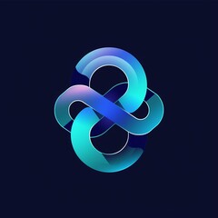 Obraz premium Abstract Interlocking Loops with Gradient Hues on a Dark Backdrop creating depth