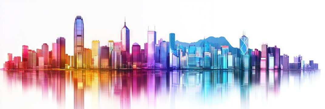 3d vector hong kong downtown skyline