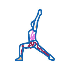 warrior i virabhadrasana i yoga icon doodle illustration