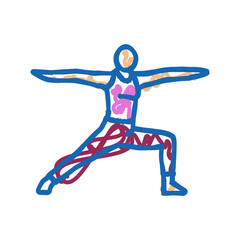warrior ii virabhadrasana ii yoga icon doodle illustration