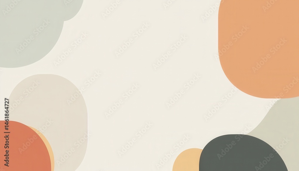 Poster minimalist pastel abstract background with geometric shapes in beige orange and green tones for mode