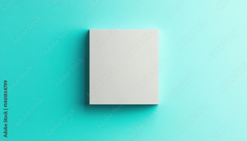 Poster Minimalist Square Paper Mockup on Turquoise Textured Background with Soft Lighting for Modern Design and Creative Presentation With Copy Space