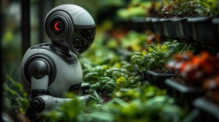 Robot tending plants in a laboratory