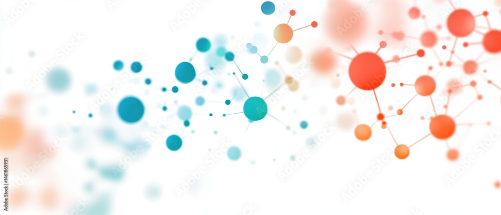 Aufkleber molecular structure with blue and orange spheres on white background for science technology and medi