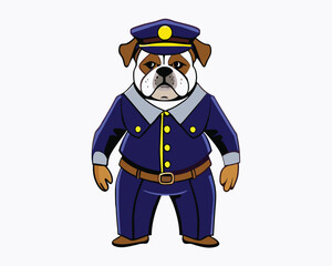 bulldog vector police agent hand drawn