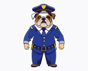 bulldog vector police agent hand drawn