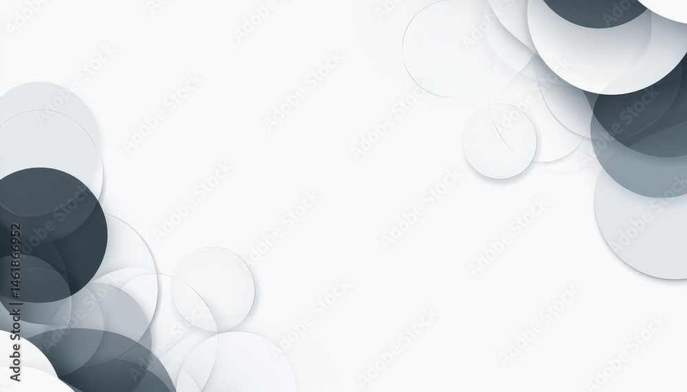 Fototapete Overlapping Circles in Shades of Gray and White on a Clean Background Abstract Geometric Design with Modern and Minimalist Style Perfect for Wallpaper and Backgrounds