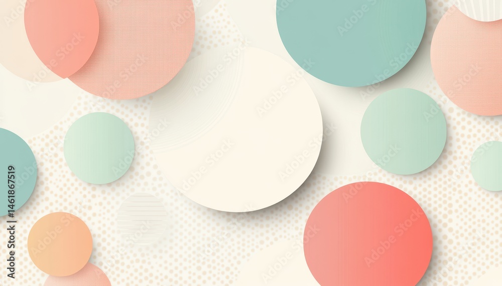 Poster pastel circles abstract background with geometric design, decorative and soft texture, perfect for m
