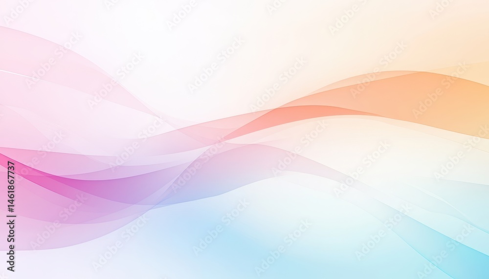 Fototapete Pastel Colored Wavy Abstract Background with Dynamic Flowing Lines and Gradient Design in Soft Smooth Texture and Artistic Dreamy Style