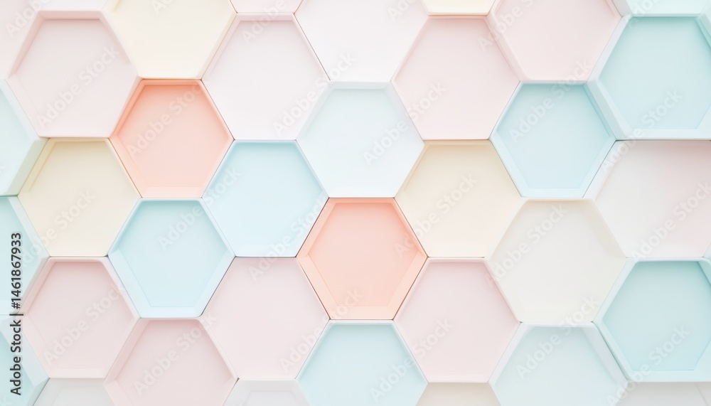 Aufkleber pastel geometric hexagon tile pattern with pink blue and yellow hues seamless and modern design for 