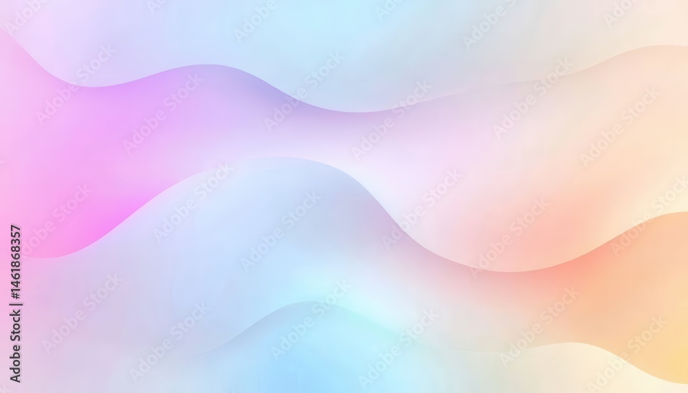 Poster pastel gradient waves abstract background with smooth blends of pink purple blue and yellow colors f