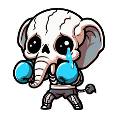 Obraz premium Boxing Skeleton Elephant Illustration