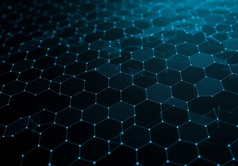 Obraz premium Abstract Blue Hexagon Network Digital Background Modern Technology Design Futuristic Grid Pattern