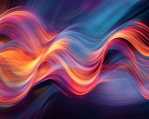 Fototapeta premium Vibrant waves of color flow smoothly, creating a mesmerizing visual experience. Ideal for abstract art lovers and creative projects requiring dynamic and energetic backgrounds.
