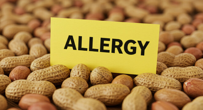 Allergy Alert Sign with Peanut Image