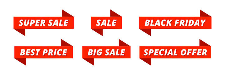 Red stickers for Black Friday sale.