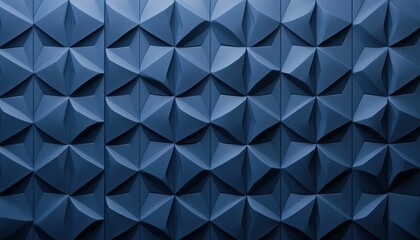 Obraz premium Textured Blue Geometric Relief Pattern of Interlocking Pyramidal Shapes Creating an Abstract Wall Design with Contemporary Style in Low Key Lighting