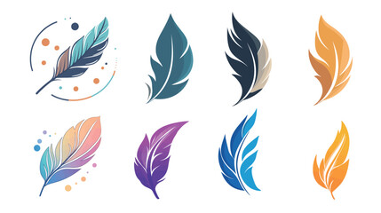 Creative fluid style feather logo with smooth line art design, featuring elegant curves and soft textures. Perfect for branding, artistic designs, and modern logos with minimalistic 